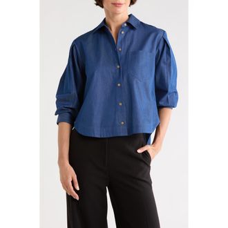 Derek Lam Estrella Crop Button-Up Shirt in Deep Blue at Nordstrom Rack, Size X-Small