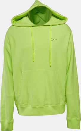 Off-white Neon Green Tape Embroidered Cotton Hoodie