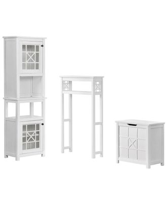 Alaterre Derby 4Pc Bathroom Set With Shelving, Hamper, Cabinet And Hutch