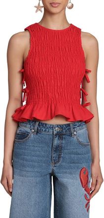 Avec Les Filles Smock Linen Blend Top in Hot Red at Nordstrom, Size X-Large