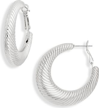 Nordstrom Rack Textured Hoop Earrings in Silver at Nordstrom Rack
