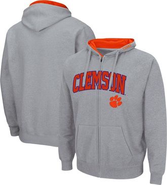 Colosseum Mens Colosseum Heathered Gray Clemson Tigers Arch & Logo 3.0 Full-Zip Hoodie in Heather Gray at Nordstrom, Size Medium