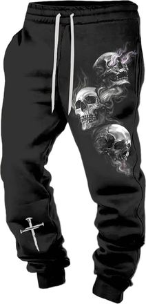 Generic Mens Viking Print Joggers Elastic Waist Drawstring Trousers Carnival Costume Streetwear Jogging Bottoms Comfy Sweatpants with Pockets
