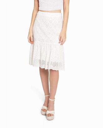 Nicole Miller Embellished Eyelet Mini Skirt In White