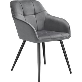 TecTake Silla de comedor, efecto terciopelo, 58 x 62 x 82 cm gris/negro