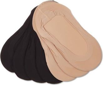 MeMoi Assorted 7-Pack Fine Edge Sock Liners in Black-Beige at Nordstrom