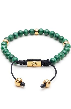 Nialaya Malachite Gold Beaded Bracelet in Malachite /Gold at Nordstrom, Size X-Large