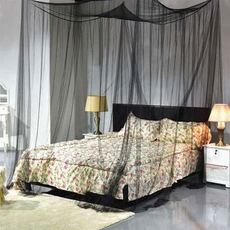 OEM Mosquitera, Mosquitera Para Cama Con Dosel, Cortina De Malla De Color Liso Para 4 Puertas, Decoraci&oacute;n De Dormitorio, Regalo, Color Negro