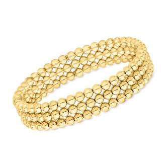 Ross-Simons Italian 5mm 18kt Gold Over Sterling Jewelry Set: 3 Bead Stretch Bracelets