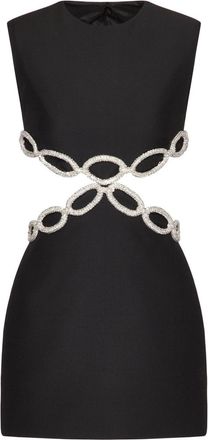 Valentino Garavani Crepe Couture embroidered short dress - women - Polyamide/Silk/Virgin Wool/Cotton/Metallic Fibre/Polyester/Silk - 42 - Black