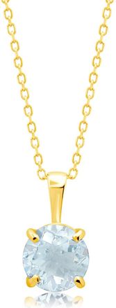 MAX + STONE 14k Yellow or White Gold 6mm Gemstone Round Pendant Necklace with 18 Inch Chain