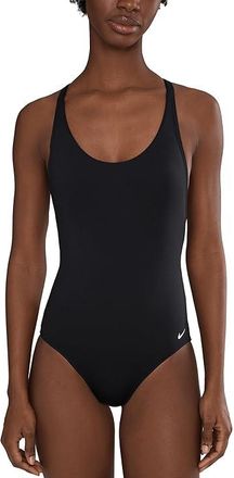 Nike Effortless Essential Scoop Neck One Piece Womens Swimsuits One Piece Black : SM, Polyester/Spandex