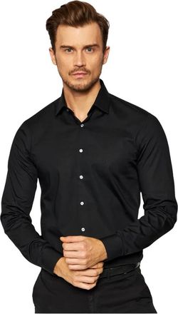 Calvin Klein Slim Stretch Shirt - Heren - Zakelijke Overhemden - Zwart - 4XS - Katoen - Overhemden