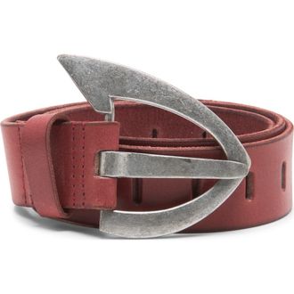 Free People Noa Leather Belt in Crimson at Nordstrom, Size X-Small