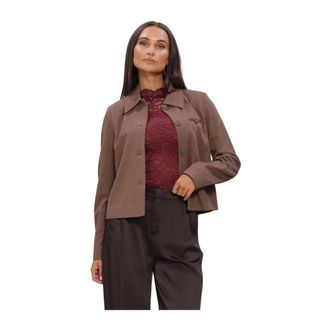 Object Object, Jassen, Dames, Bruin, XS, Leer, Objlisa Korte Blazer Jas