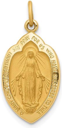 Diamond2Deal 14k Yellow Gold Polished and Satin Solid Miraculous Medal Oval Pendant