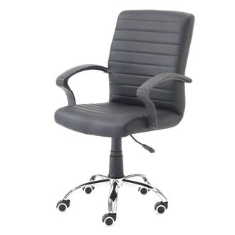 Oresteluchetta Silla oficina negra piel sint&eacute;tica, metal cromado 94-104x57x62