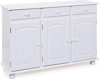 Inter Link SAS Cassettiera rustica - Credenza - Buffet - Stile rustico - Mobile laterale - Pino massiccio - 3 ante - 3 cassetti - Laccato bianco - Livio - Inter Link