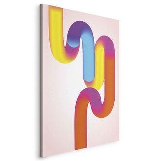 OEM Pintura - Curvas Coloridas - Una Composici&oacute;n Din&aacute;mica En Tonos Amarillos, Rosas Y Azules