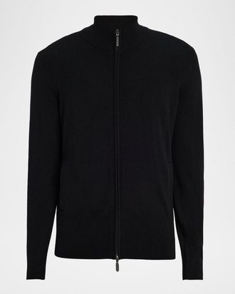 Neiman Marcus Mens Slim Cashmere Full-Zip Sweater