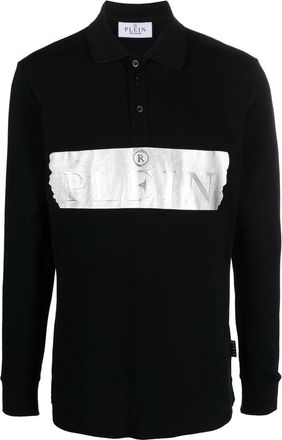 Philipp Plein logo-print polo shirt - men - Cotton/Elastane - S - Black