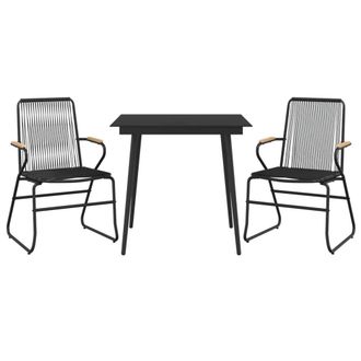 Berkfield Home Beautiful 3 Piece Garden Dining Set Black PVC Rattan