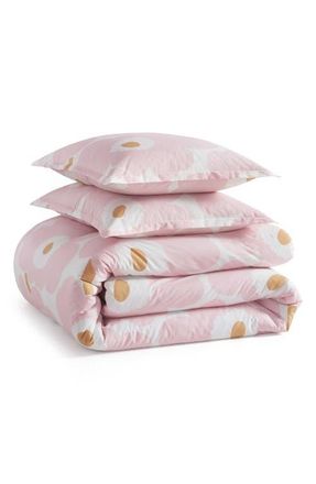 Marimekko Unikko Cotton Percale Duvet Cover & Shams Set in Light Pink at Nordstrom, Size King