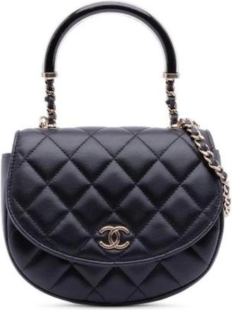 Chanel Pre-owned Quilted Satchel - Dames - Vintage Handtas - Zwart - ONE Size - Leer - Vintage