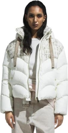 Khrisjoy Witte Tweed Luxe Winterjas - Dames - Gewatteerde jassen - Wit - S - Tweed - Jassen