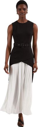 Karen Millen Jersey Pleated Maxi Dress in Mono at Nordstrom, Size Small