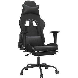 vidaXL Silla Gaming De Masaje Y Reposapi&eacute;s Cuero Sint&eacute;tico Negro Vidaxl