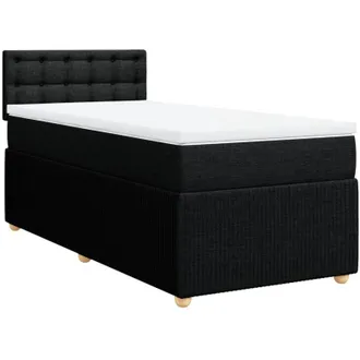 vidaXL Cama Box Spring Con Colch&oacute;n Tela Negro 90x190 Cm Vidaxl