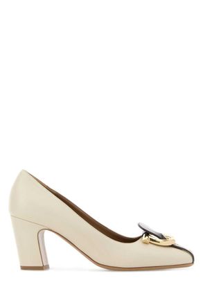 Ferragamo White Slip On Pumps
