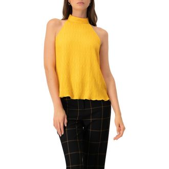 Ivonne Halter Neck Sleeveless Blouse in Yellow at Nordstrom, Size 14