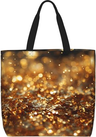 Generic Gold Glitter Shopping Bag Waterproof Tote Bag Reusable Shopping Bags For College Daily Use Casual