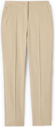 Motivi Garengeverfde gestreepte rechte broek - Dames - Straight fit broeken - Beige - 2XS - Leer - Broeken
