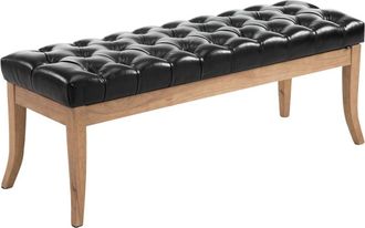 Clp Banco con patas de madera y asiento en Simil cuero Negro