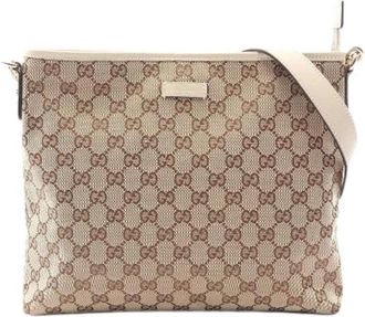 Gucci Pre-owned GG Canvas Leren Schoudertas - Dames - Vintage Schoudertas - Beige - ONE Size - Leer - Vintage