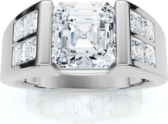 Pompeii3 Certified 5.40Ct Mens Asscher Cut Diamond Ring 14k Gold Lab Grown GH/VS