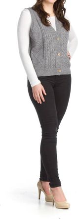 Papillon Button Front Vest In Light Grey