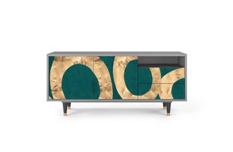 StoryZ Mueble de TV azul-verde 2 cajones y 2 puertas L 125 cm