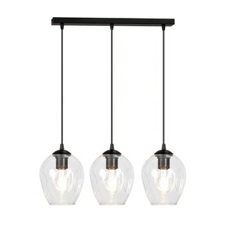 Wonderlamp Regleta de techo con 3 pantallas transparentes y altura regulable