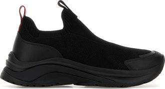 Bally Black Fabric Woge Slip Ons