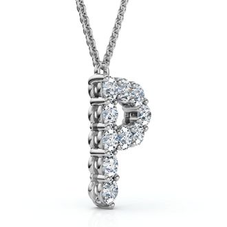 Pompeii3 1Ct Diamond Initial P Pendant 14k Gold 18 Necklace Lab Grown 5/8 Tall