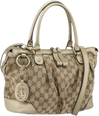 Gucci Pre-owned Handbags, female, Beige, Size: ONE SIZE Pre-owned Vintage Leather Handbag