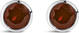 House of Brilliance 925 Sterling Silver 6MM Bezel Set Created Gemstone Solitaire Stud Earrings