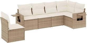 vidaXL Juego De Sof&aacute;s Jard&iacute;n Con Cojines 6 Pzas Rat&aacute;n Sint&eacute;tico Beige Vidaxl