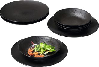 Ritzenhoff & Breker Tafelservice »Teller Set, Geschirr-Set Kitwe« seidenmatter Schwarzton mit Kupferstich, 8 Teile, für 4 Personen