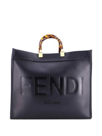 Fendi Sunshine Shopper Leather Large tote bag - women - Calf Leather/Leather - One Size - Black