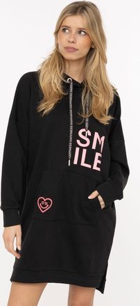 Zwillingsherz Sweatkleid ZWILLINGSHERZ Alissa, Damen, Gr. L/XL, N-Gr, schwarz, Sweatware, Obermaterial: 50% Baumwolle, 50% Polyester, Kleider Sweatkleid, Kapuze, K&auml;